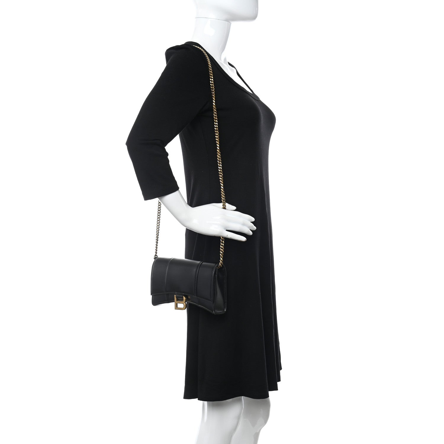 Balenciaga Shiny Box Calfskin Hourglass Chain Bag Black 2 of 10