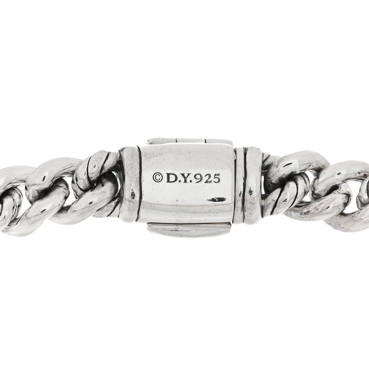 David Yurman Sterling Silver Diamond 7mm Petite Pave Curb Link Love ID Bracelet 3 of 3