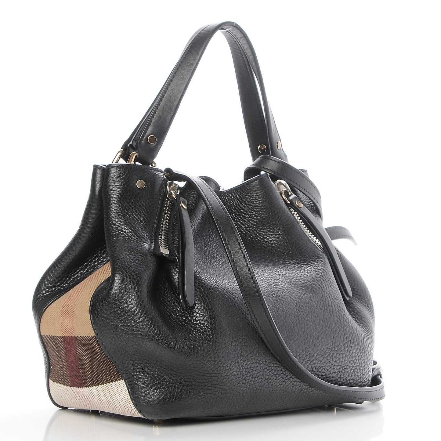 Grainy Calfskin House Check Small Maidstone Black