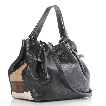 Burberry Grainy Calfskin House Check Small Maidstone Black 4 of 9