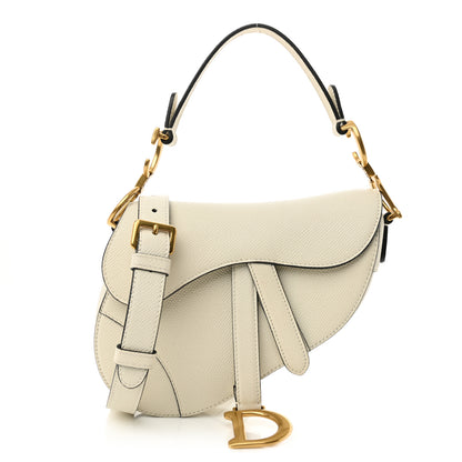 Christian Dior Grained Calfskin Mini Saddle Bag With Strap White 1 of 10