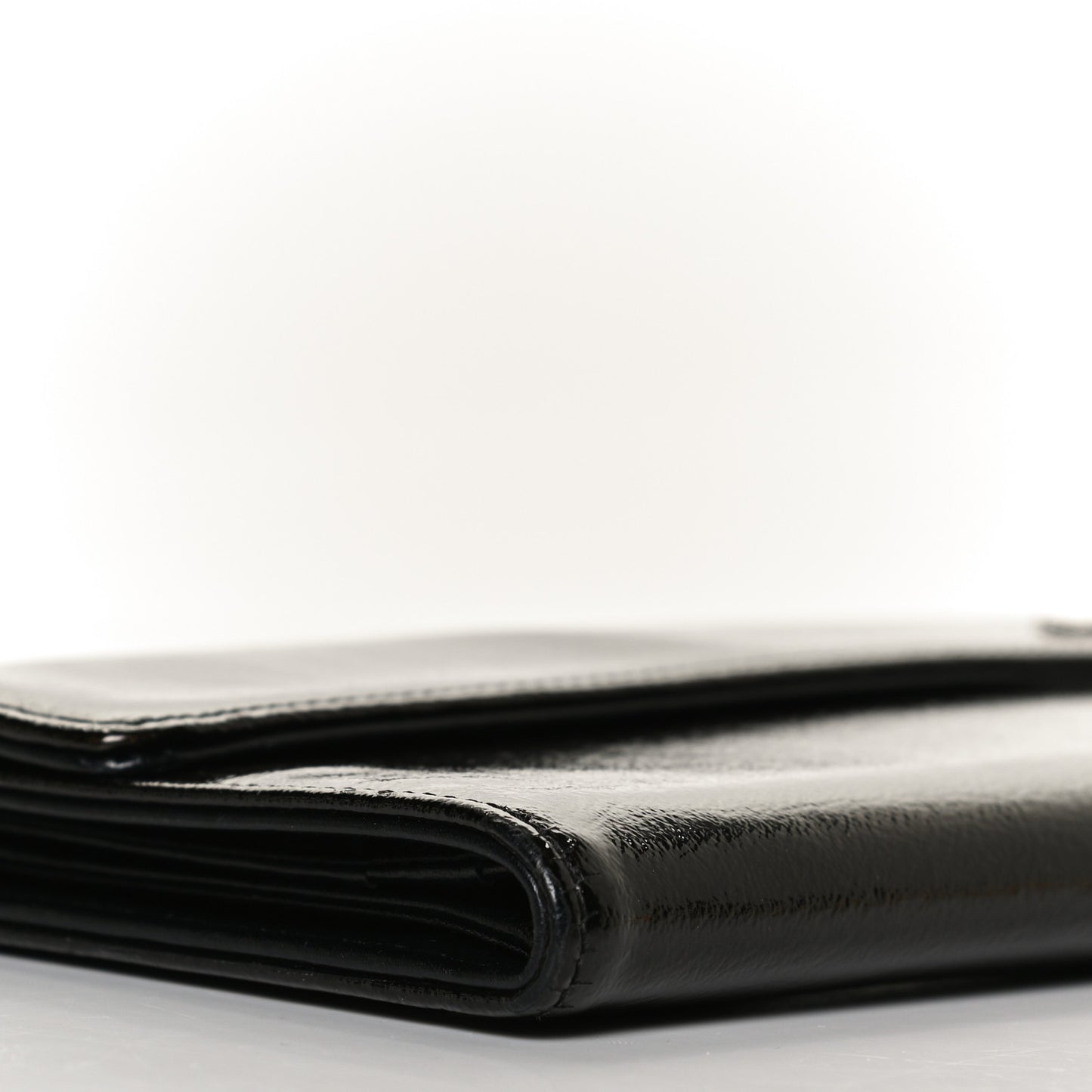 Patent Goatskin Large Flap Wallet Dark Brown