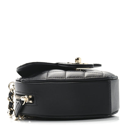 Chanel Lambskin Quilted CC In Love Heart Waist Belt Bag With Chain Black 4 of 10