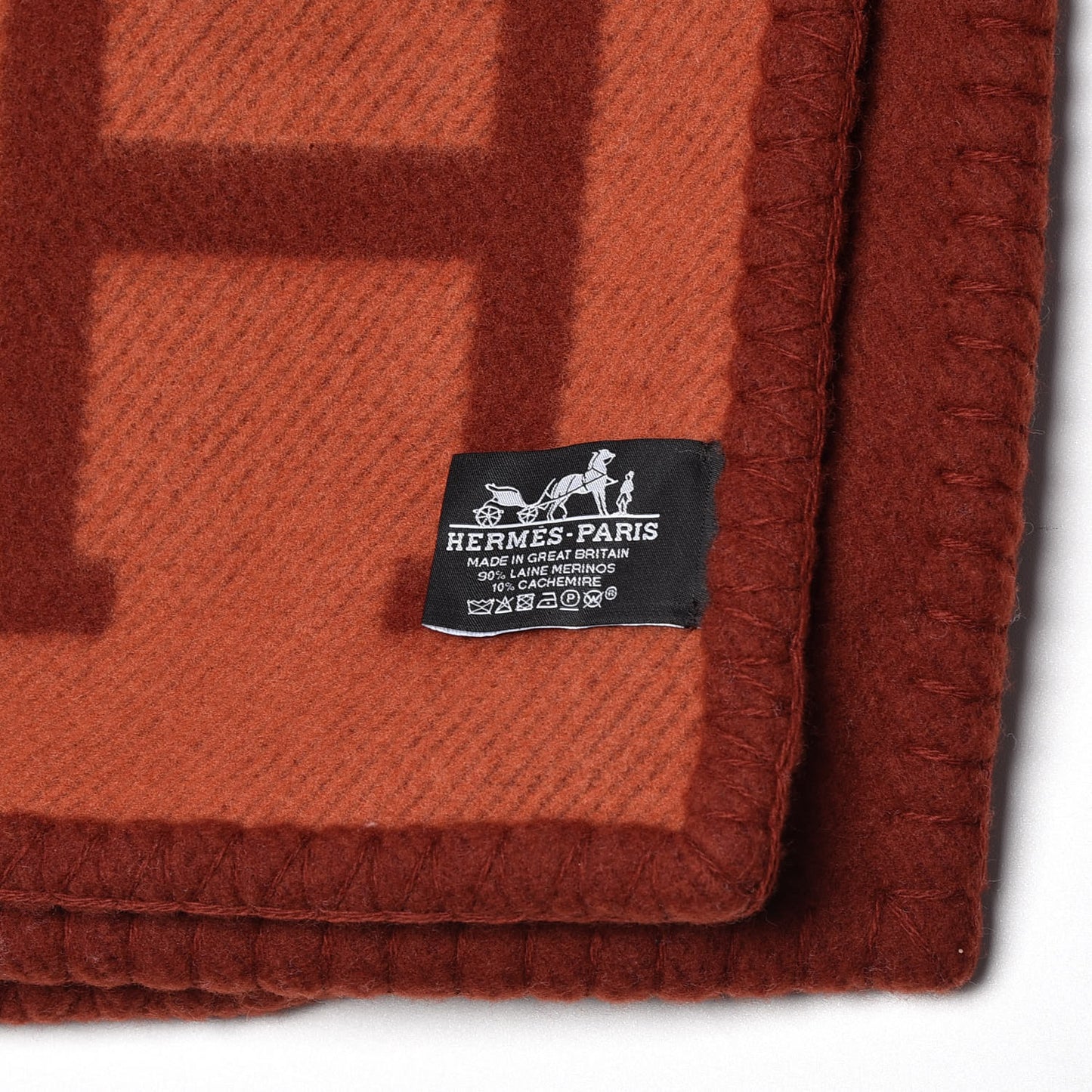 Wool Cashmere Echecs Et Trames Blanket Terre Cuite Terracotta