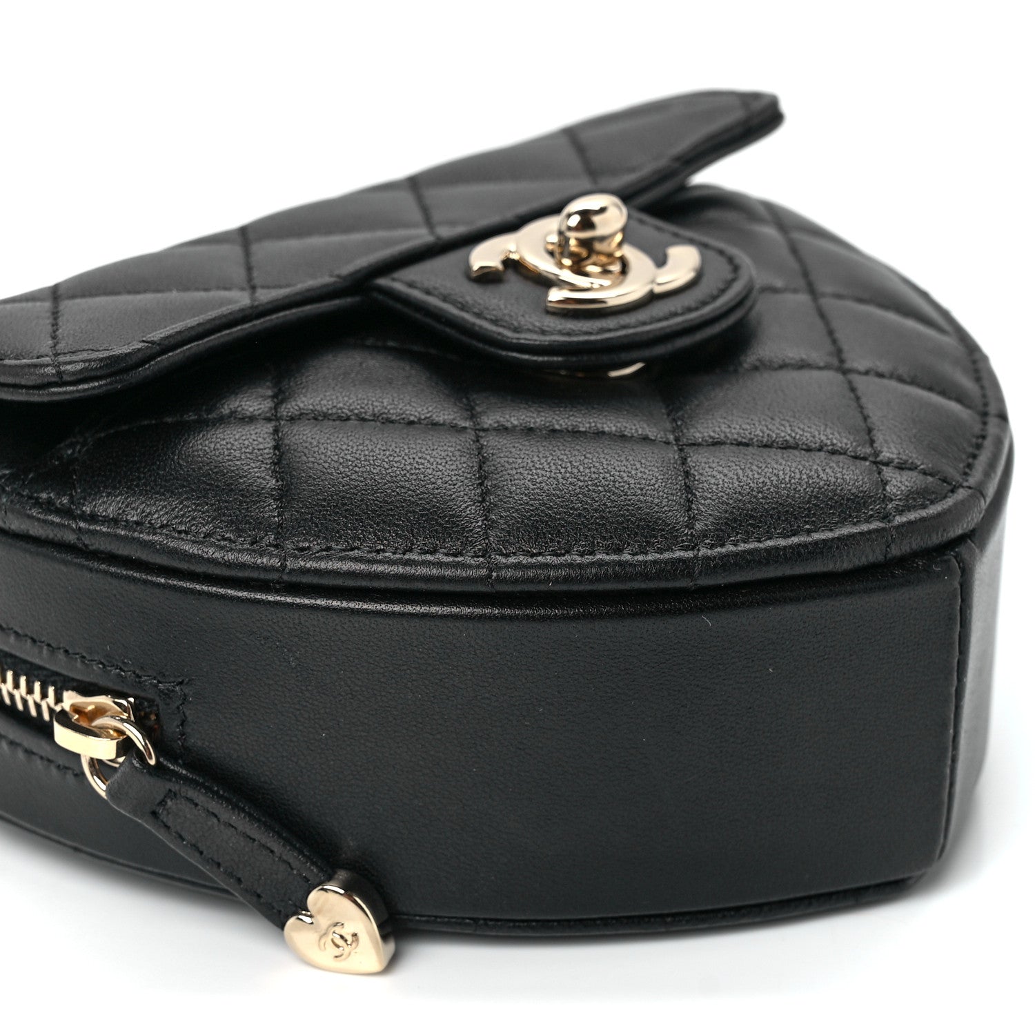 Chanel Lambskin Quilted CC In Love Heart Clutch With Chain Black 11 of 13