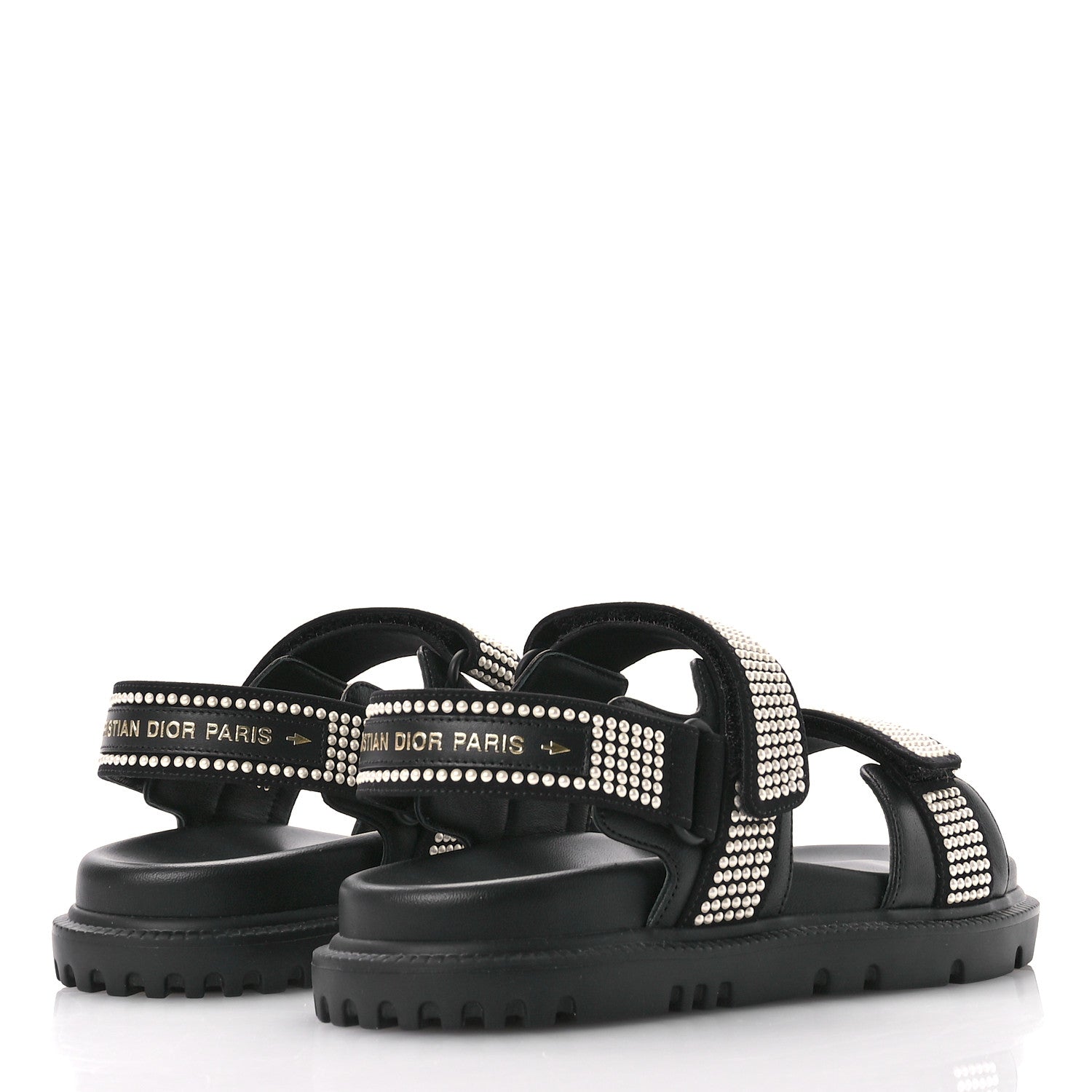 Christian Dior Lambskin Pearl Dioract 10mm Sandals 35 Black 5 of 8