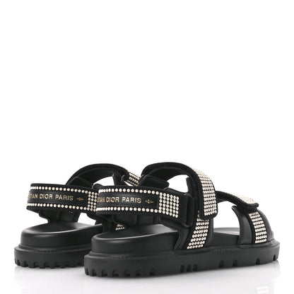 Christian Dior Lambskin Pearl Dioract 10mm Sandals 35 Black 5 of 8