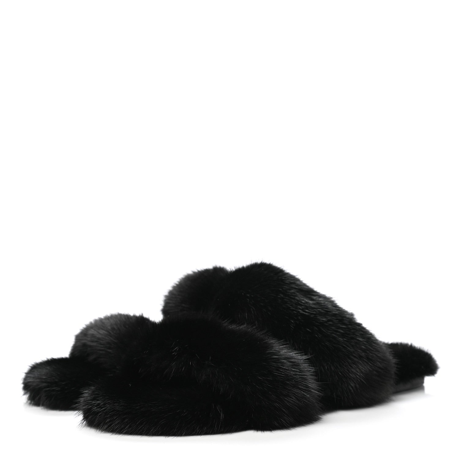 Saint Laurent Mink Fur Bleach Sandals 39 Black 3 of 6