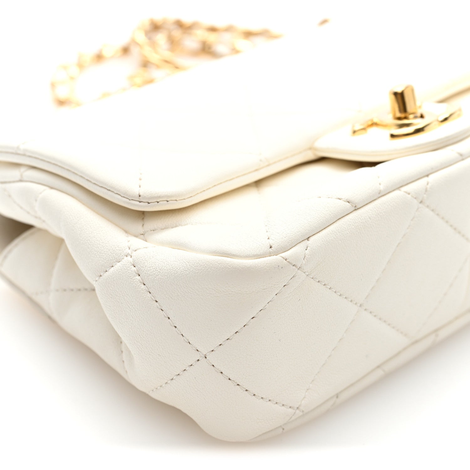 Chanel Lambskin Metal Quilted Mini Top Handle Square Flap White 9 of 10