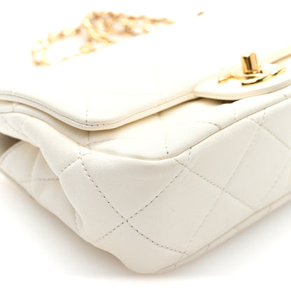 Chanel Lambskin Metal Quilted Mini Top Handle Square Flap White 9 of 10