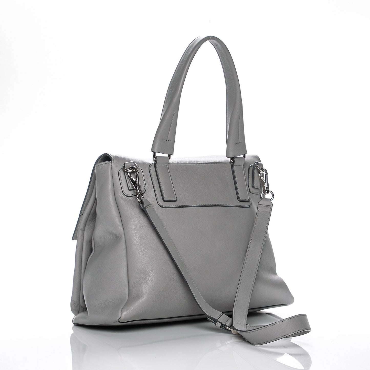 Grained Calfskin Medium Pandora Pure Flap Bag Pearl Grey