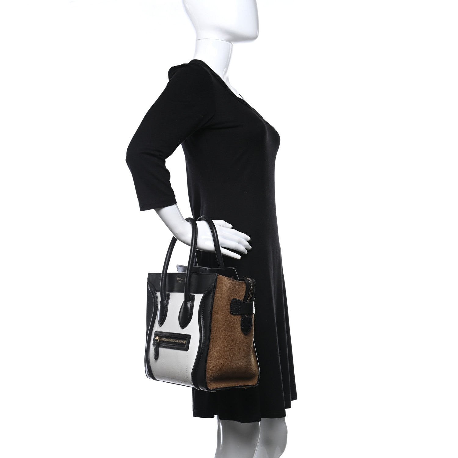 Celine Smooth Calfskin Suede Micro Tri-Color Luggage White 2 of 9