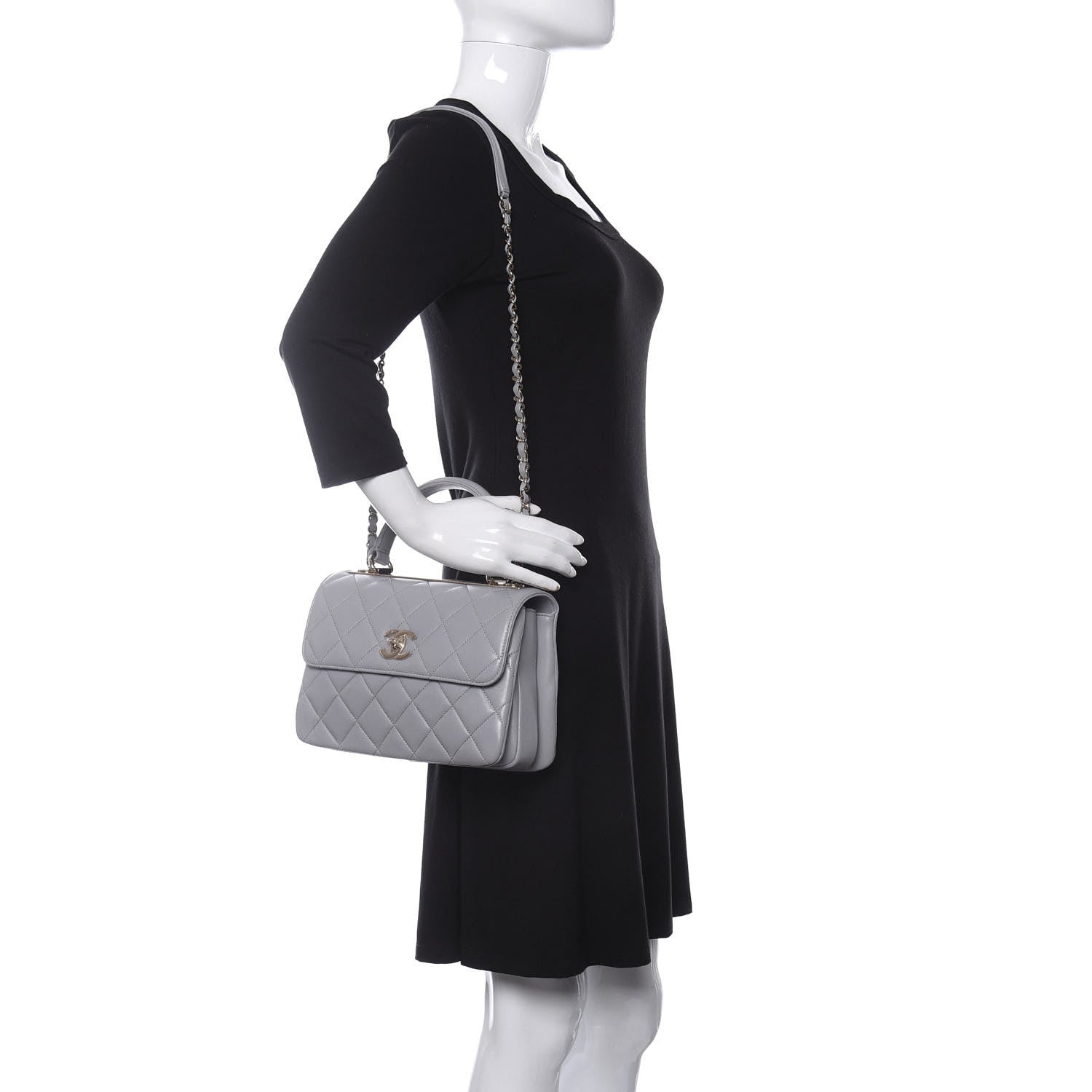 Chanel Lambskin Quilted Small Trendy CC Flap Dual Handle Bag Grey 2 of 12