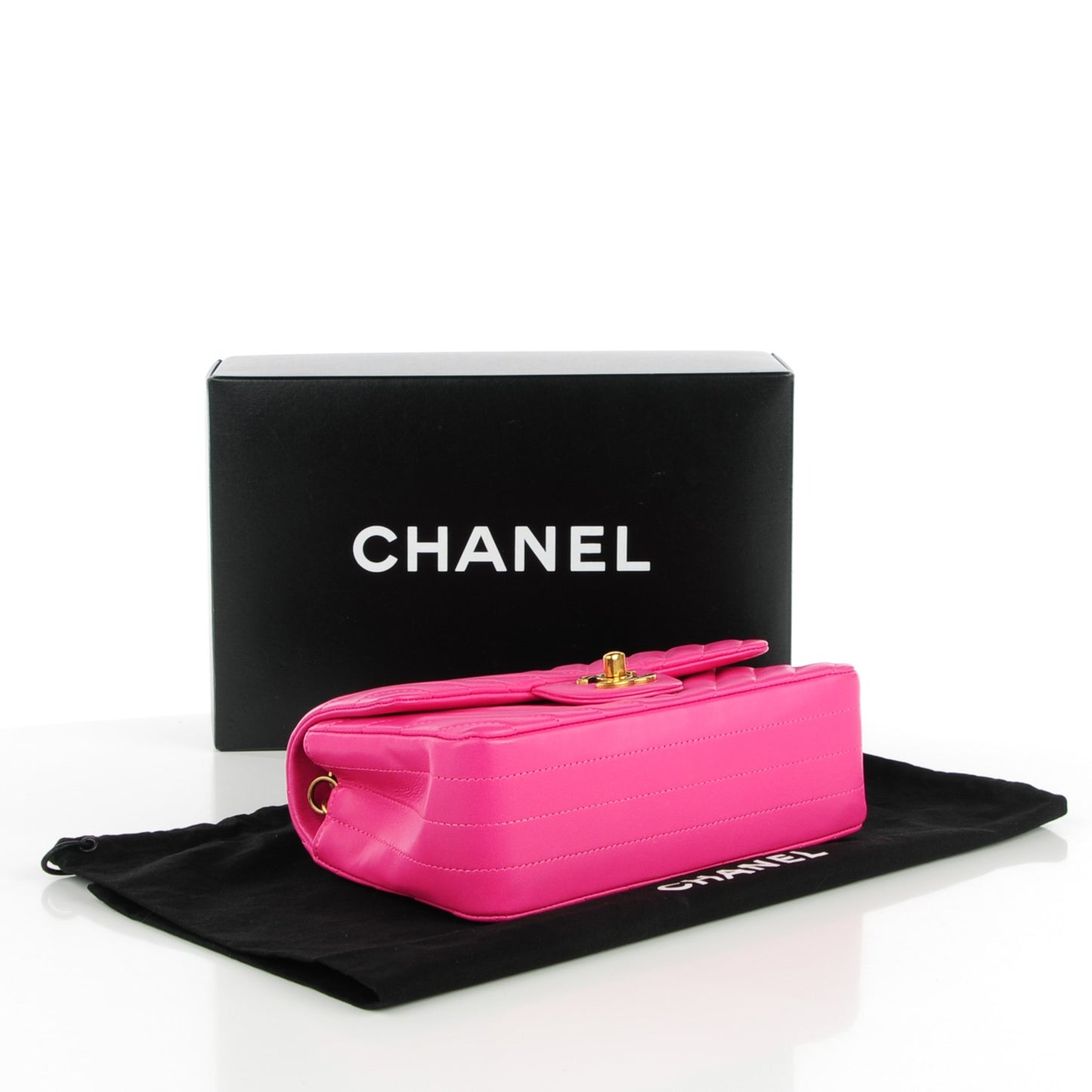 Lambskin Chevron Quilted Mini Rectangular Flap Pink