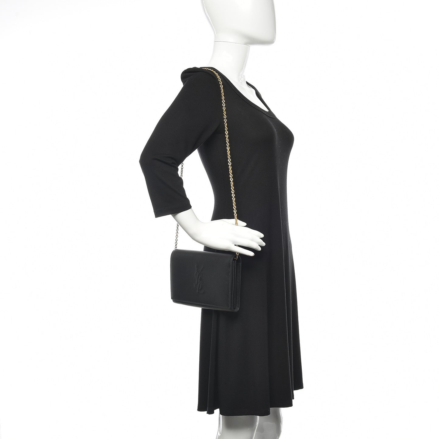 Calfskin Monogram Belle de Jour Chain Clutch Black