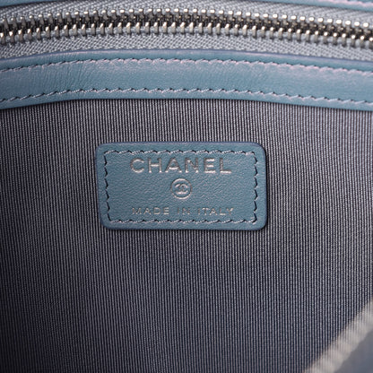 Chanel Iridescent Crumpled Lambskin Medium Cosmetic Case Light Blue 6 of 8