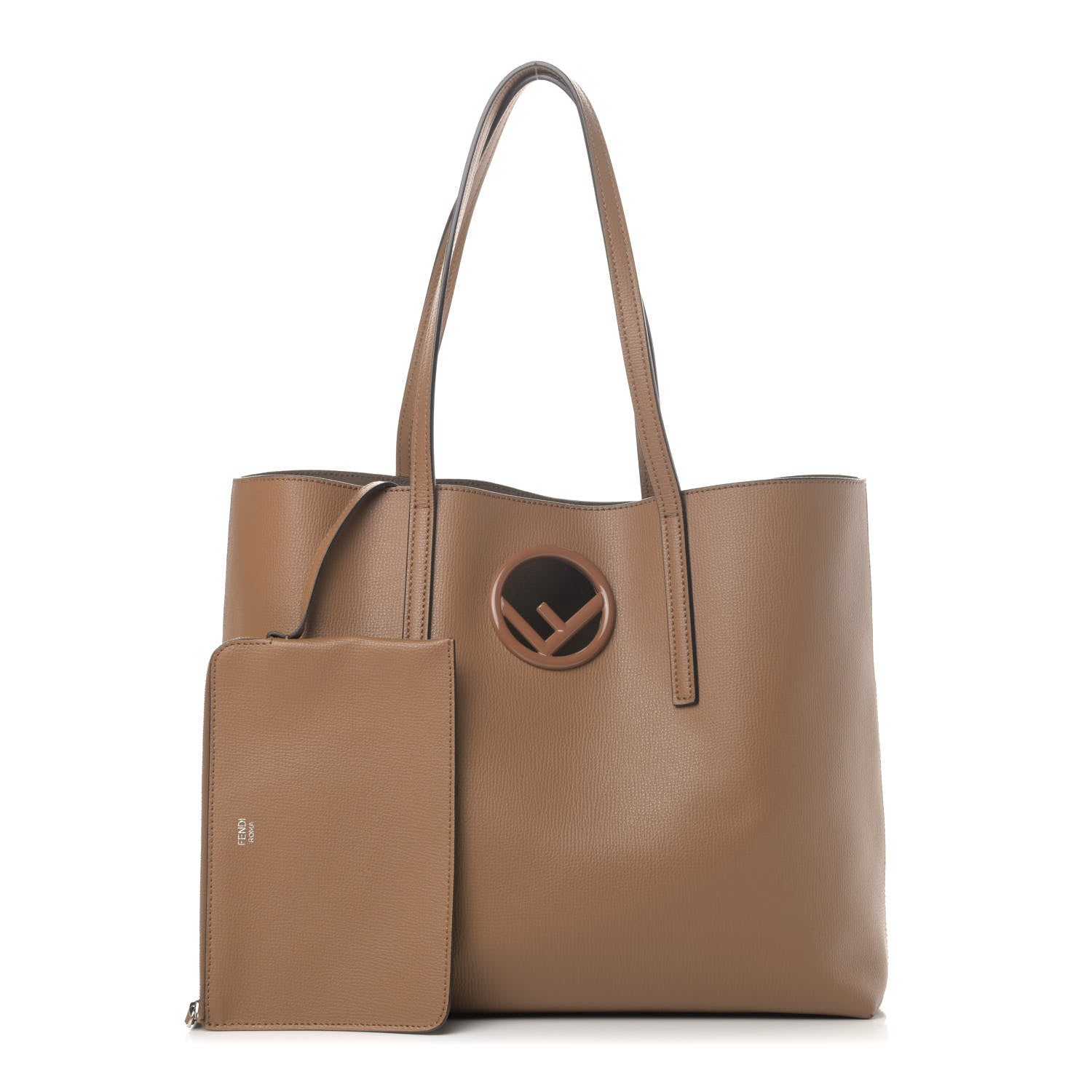 Fendi Vitello Vienna Enamel F is Fendi Shopping Tote Miele Scuro Taupe 1 of 5