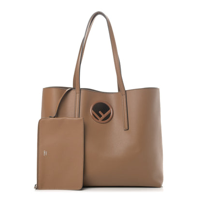 Fendi Vitello Vienna Enamel F is Fendi Shopping Tote Miele Scuro Taupe 1 of 5