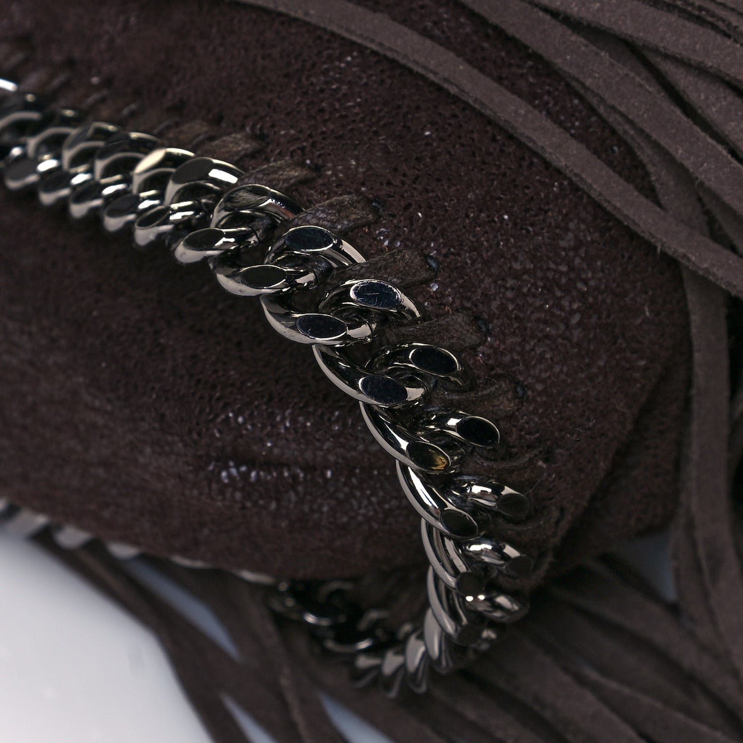 Shaggy Deer Fringe Falabella Tote Brown