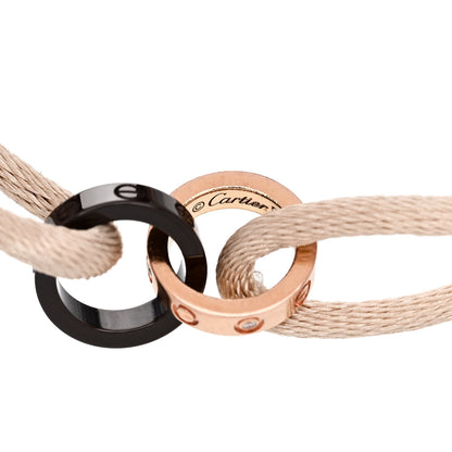 Cartier 18K Pink Gold Ceramic 4 Diamond LOVE Cord Bracelet White 3 of 5