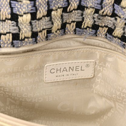 Chanel Tweed Calfskin Woven Single Flap Blue 6 of 10