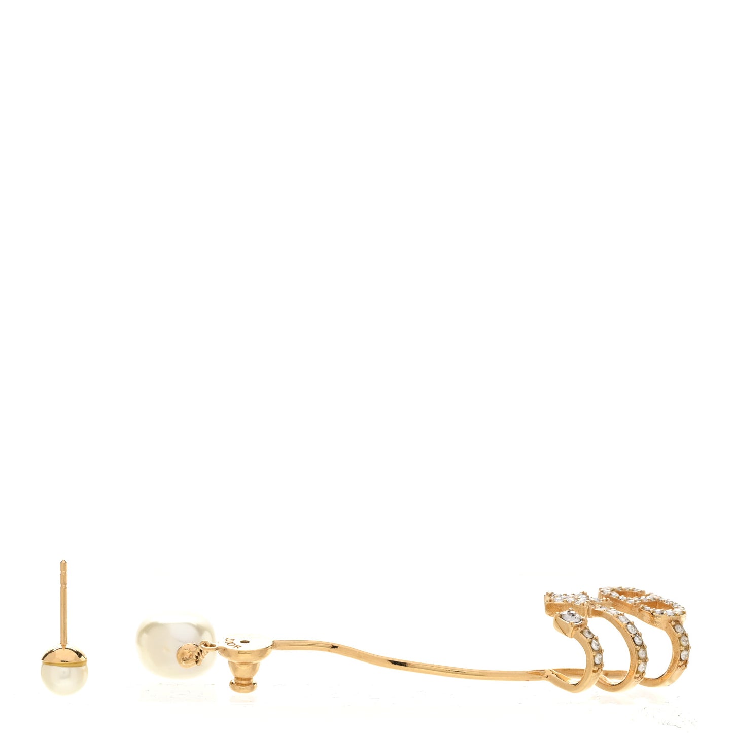 Metal Pearl Petite CD Ear Climber Earring Gold White