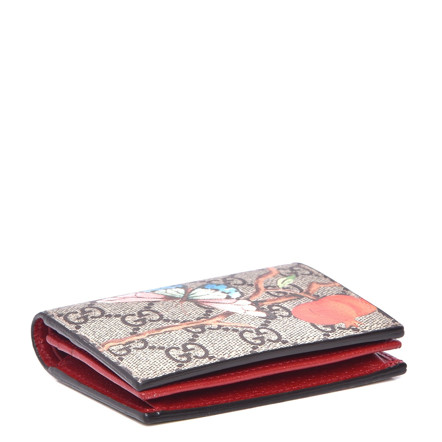 Gucci GG Supreme Monogram Tian Card Case Beige Multicolor Red 4 of 9