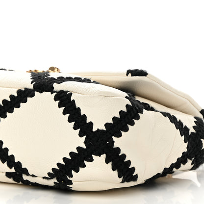 Chanel Calfskin Crochet Medium Chanel 19 Flap White Black 10 of 13