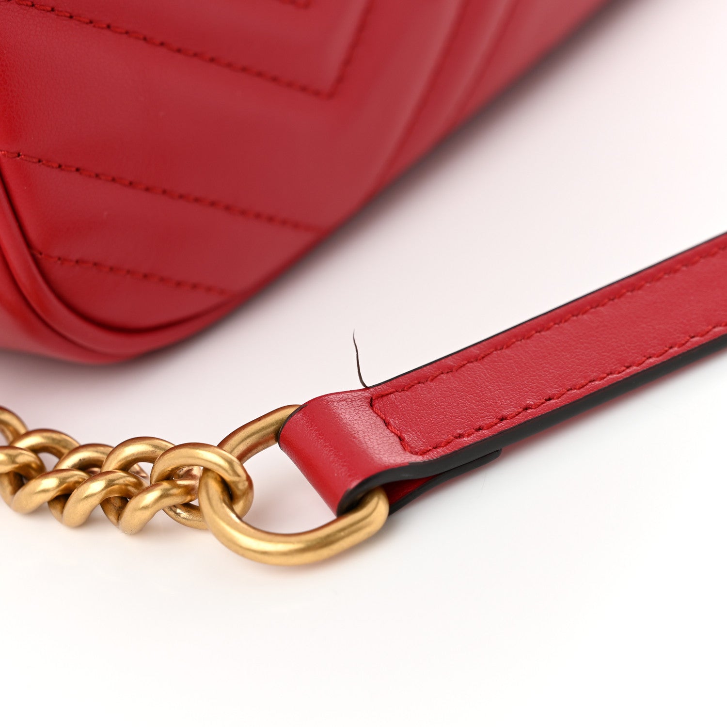 Gucci Calfskin Matelasse Small GG Marmont Chain Shoulder Bag Hibiscus Red 11 of 13