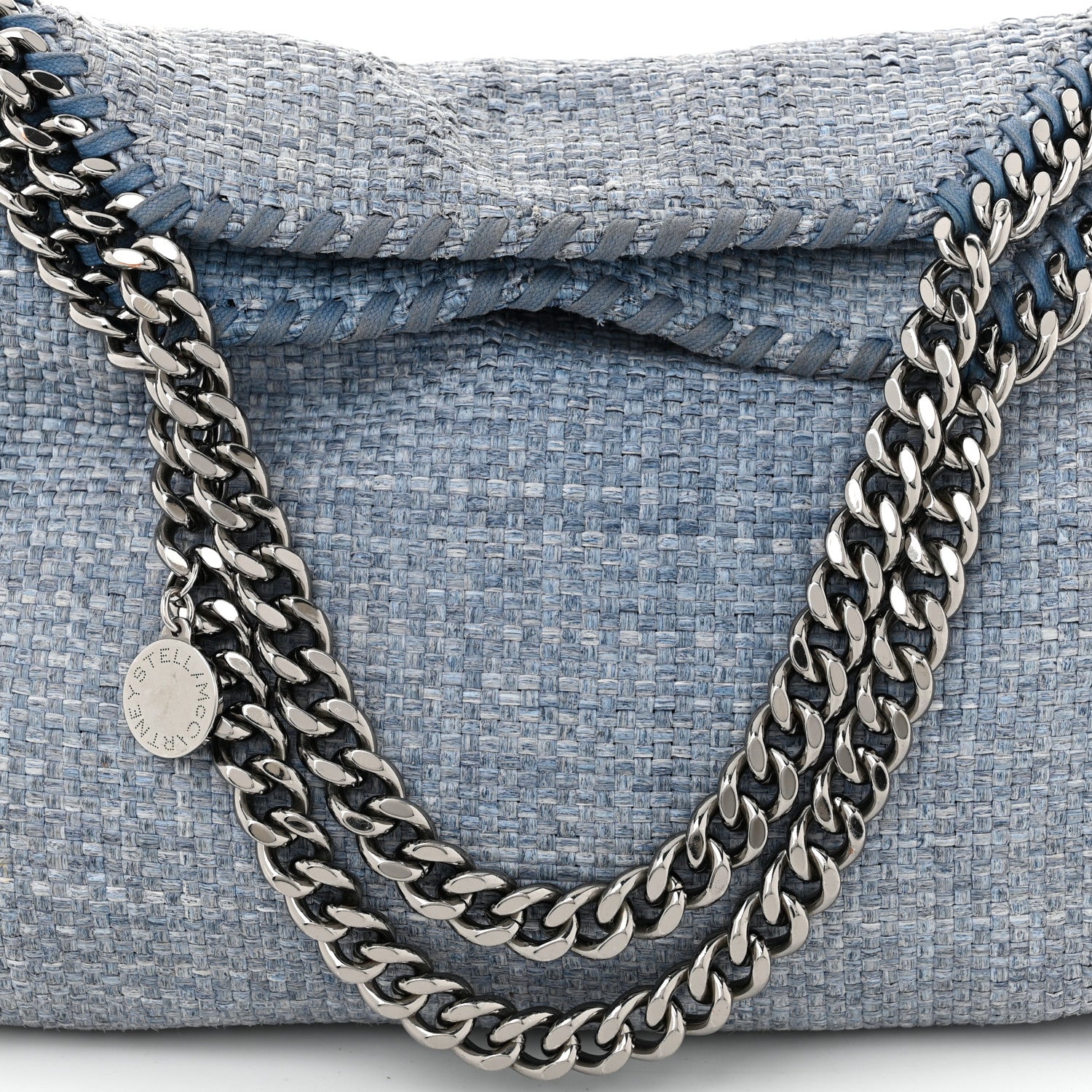 Stella McCartney Raffia Mini Falabella Fold Over Tote Light Blue 8 of 12