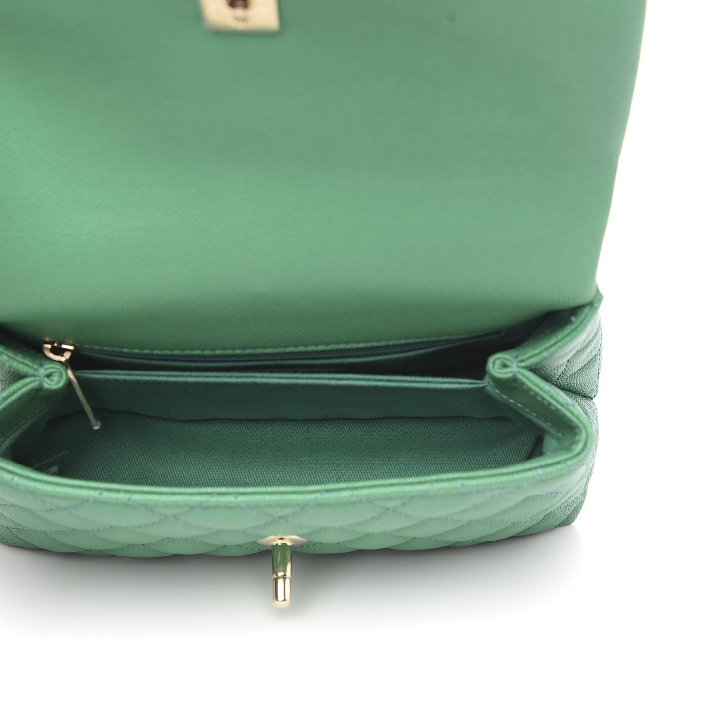 Caviar Quilted Mini Coco Handle Flap Green