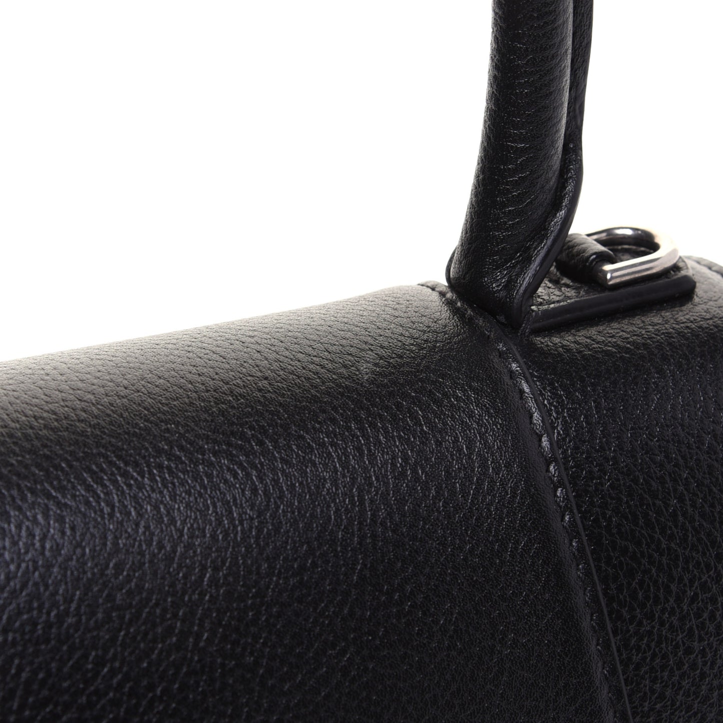Grained Calfskin Small Hourglass Top Handle Bag Black