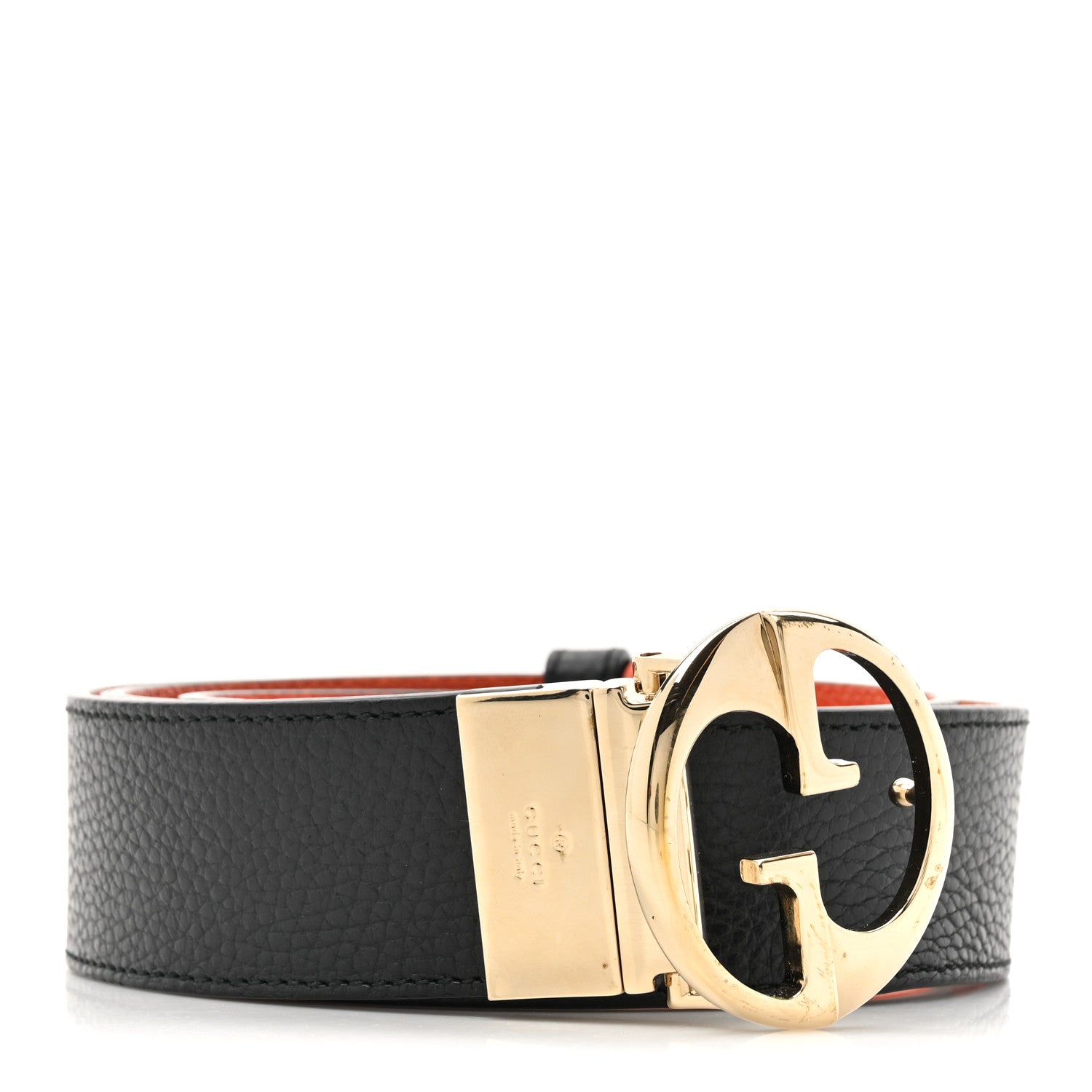 Gucci Calfskin 1973 Reversible Belt 90 36 Black Sun Orange 1 of 7