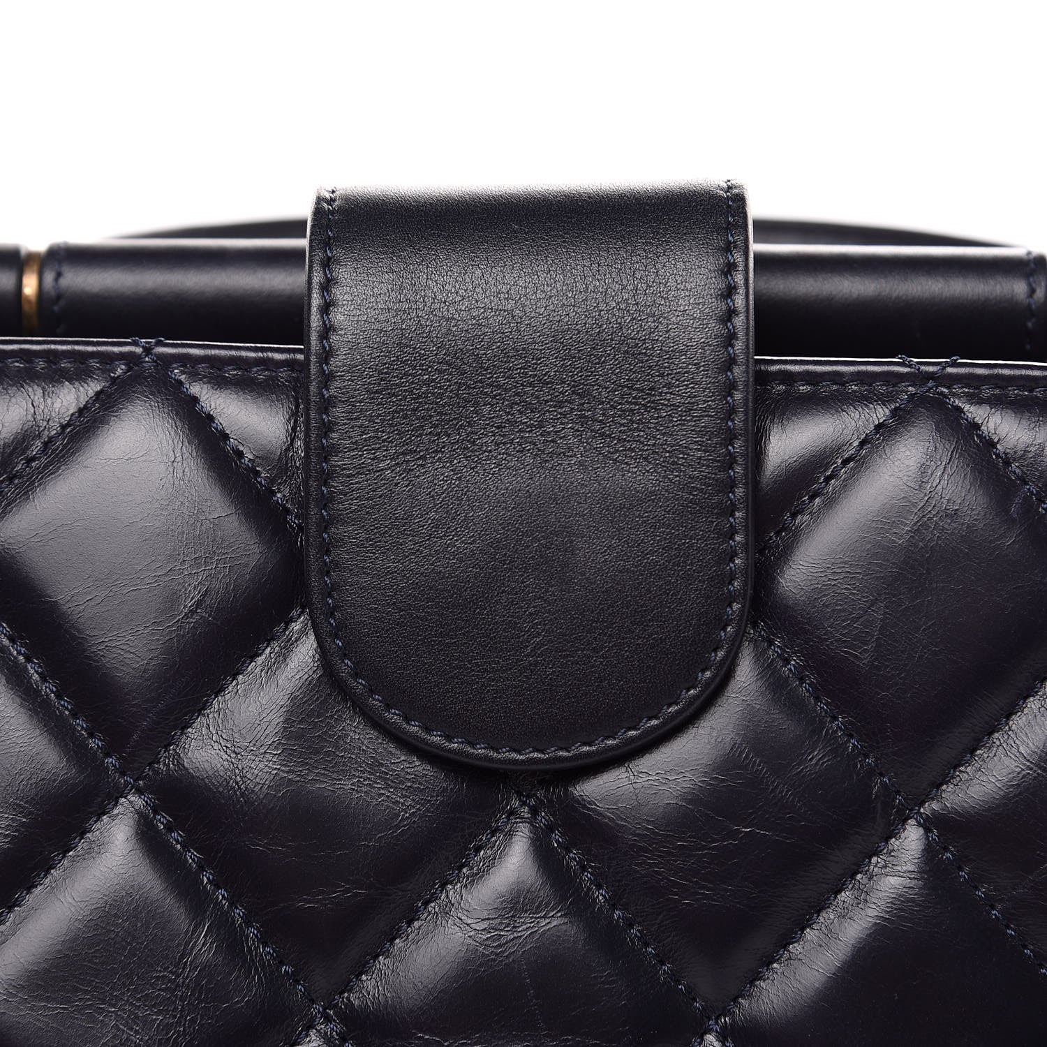 Chanel Calfskin Quilted Large Gold Bar Top Handle Tote Dark Navy Blue 14 of 15
