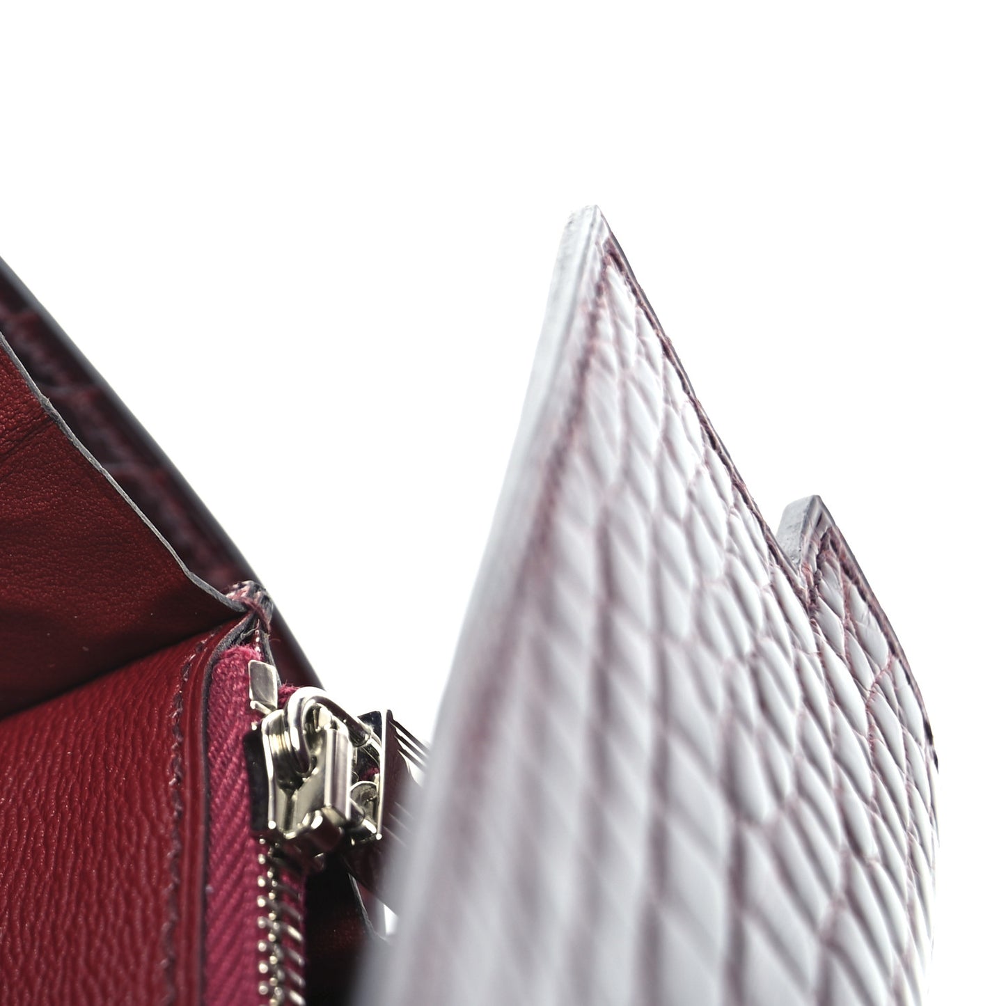 Shiny Alligator Kelly Longue Wallet Bourgogne