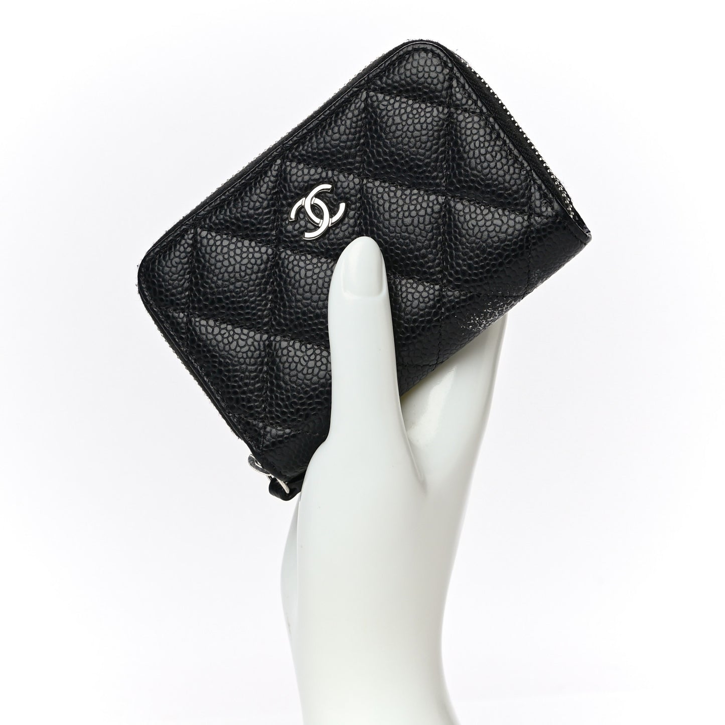 Caviar Quilted Zip Coin Purse Black