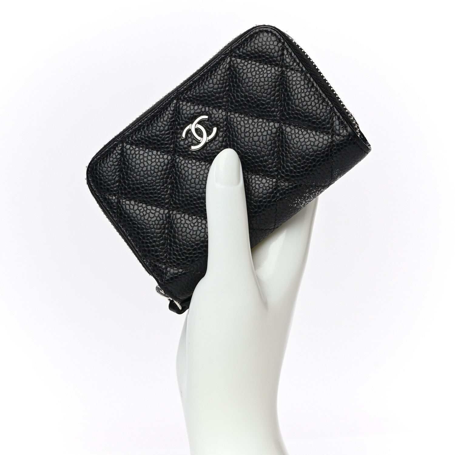 Chanel Caviar Quilted Zip Coin Purse Black 2 of 14