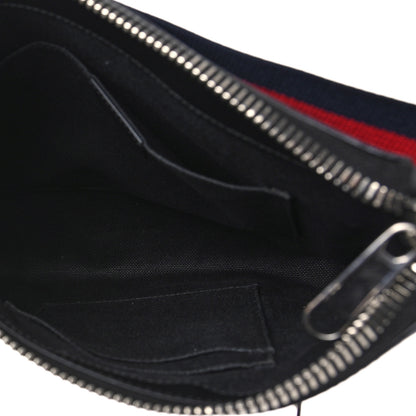 Gucci GG Supreme Monogram Web Small Flat Messenger Bag Black Grey 5 of 12