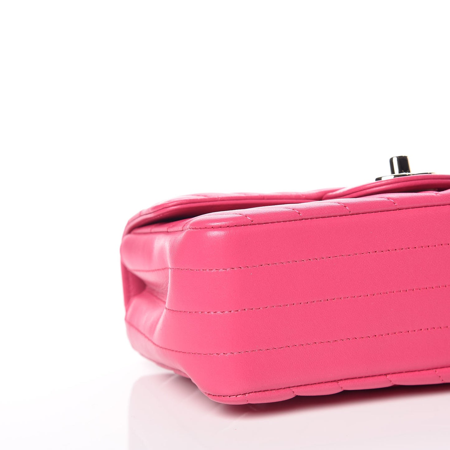 Lambskin Chevron Quilted Mini Rectangular Flap Fuchsia