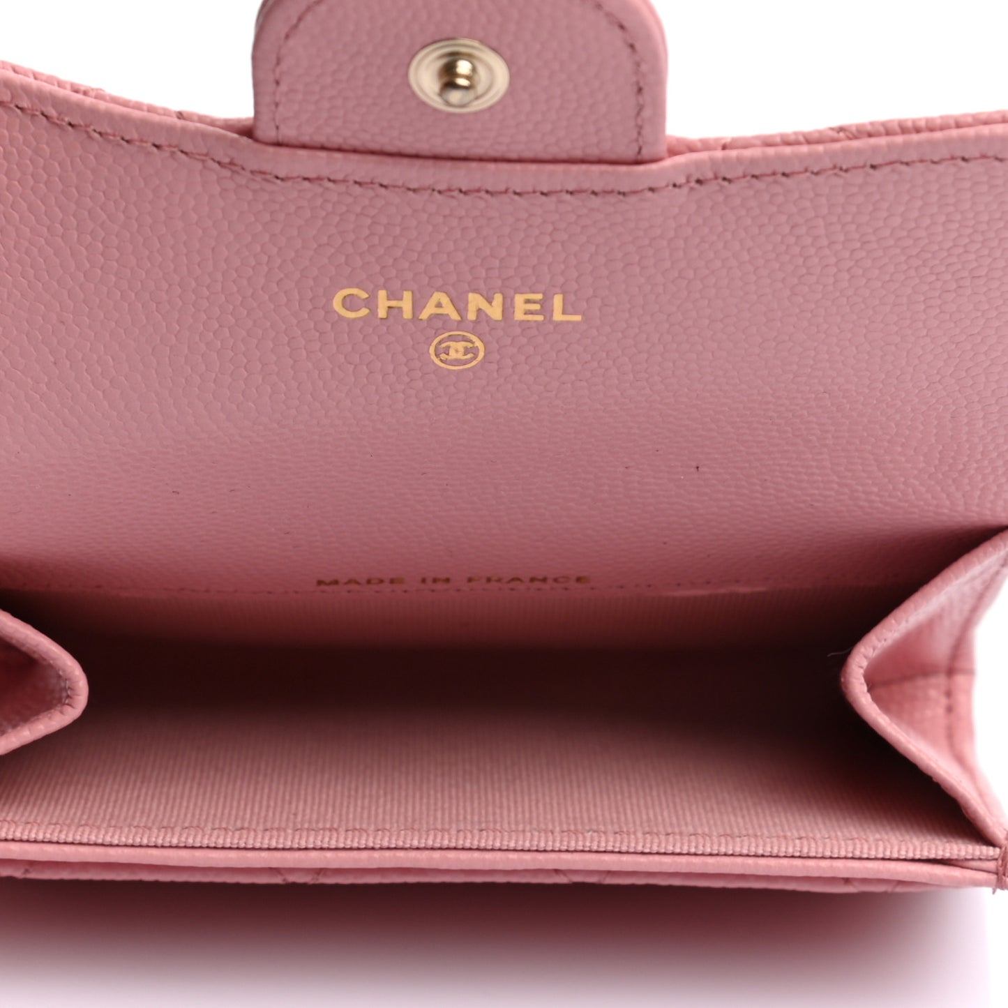 Caviar Quilted Flap Card Holder Wallet Light Pink