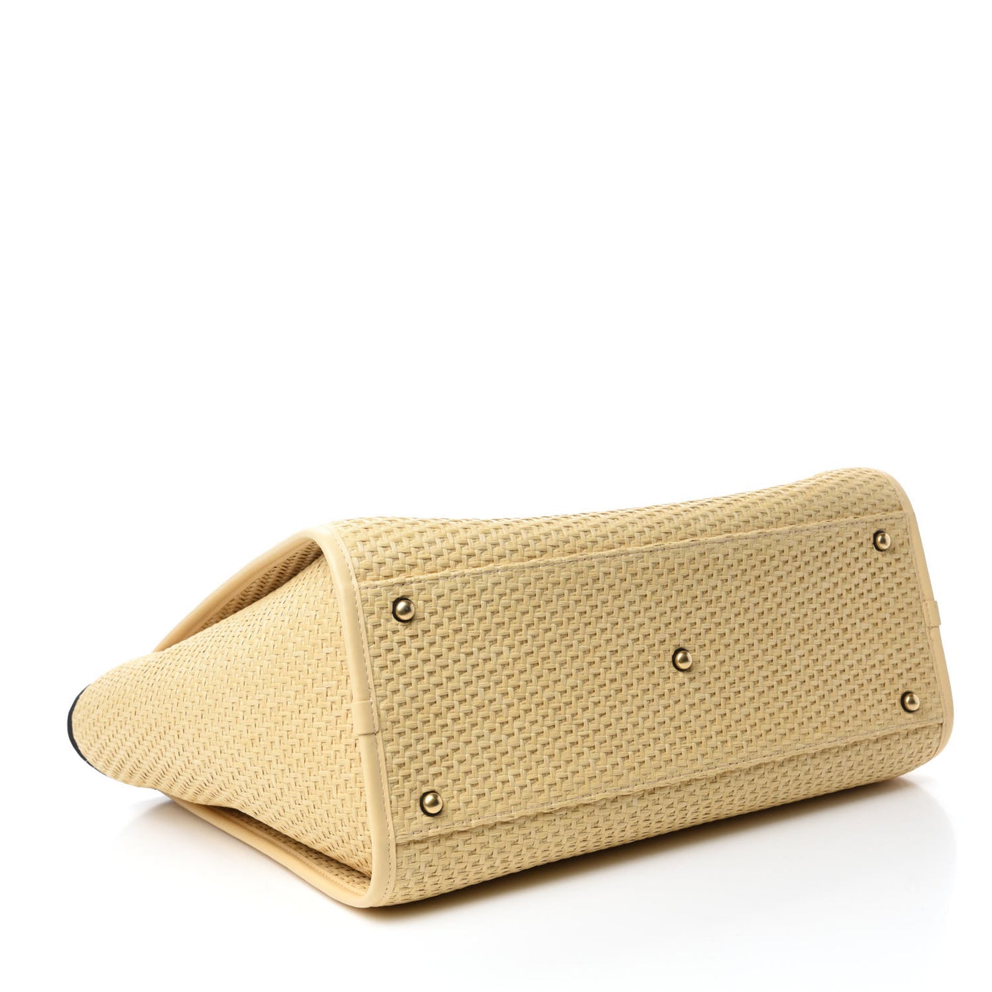 Straw Raffia Calfskin Chain Medium Deauville Tote Beige Black