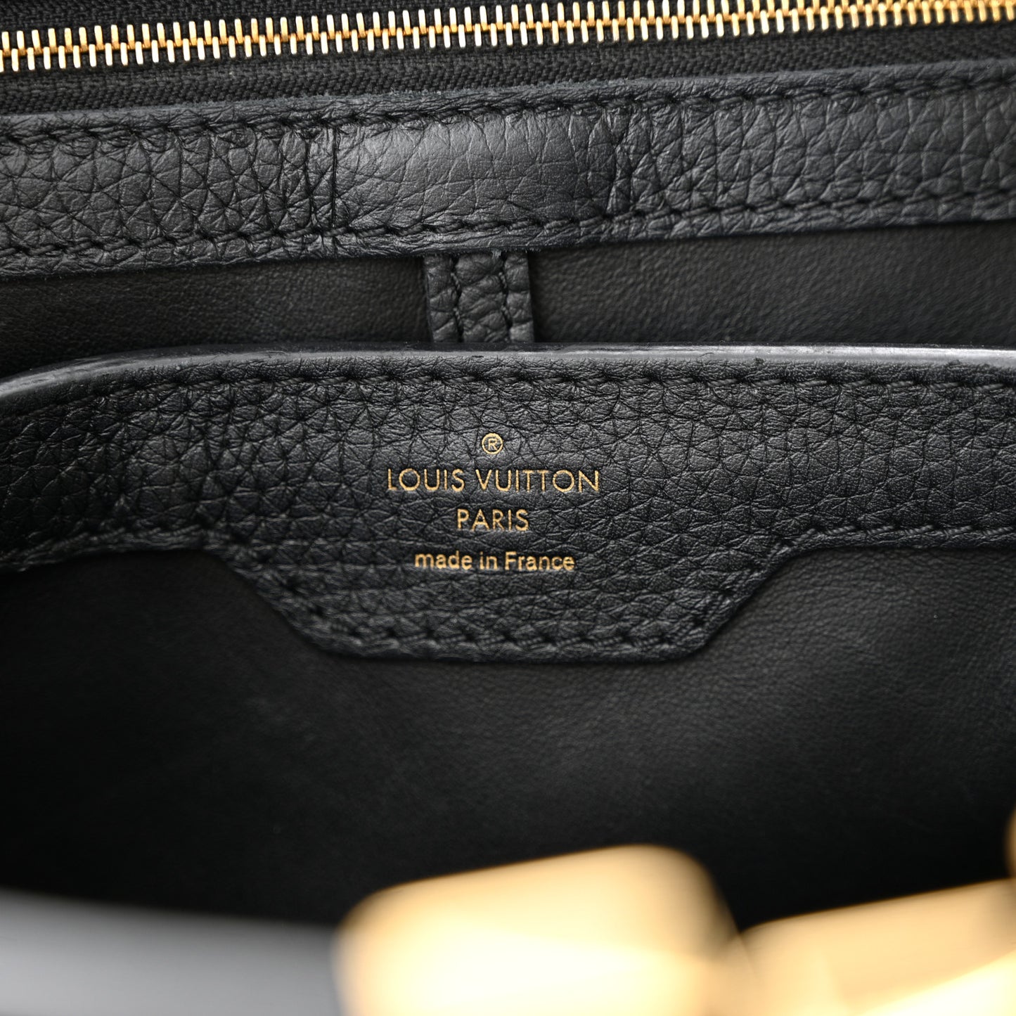 LOUIS VUITTON Taurillon Studded Sol Capucines PM Black