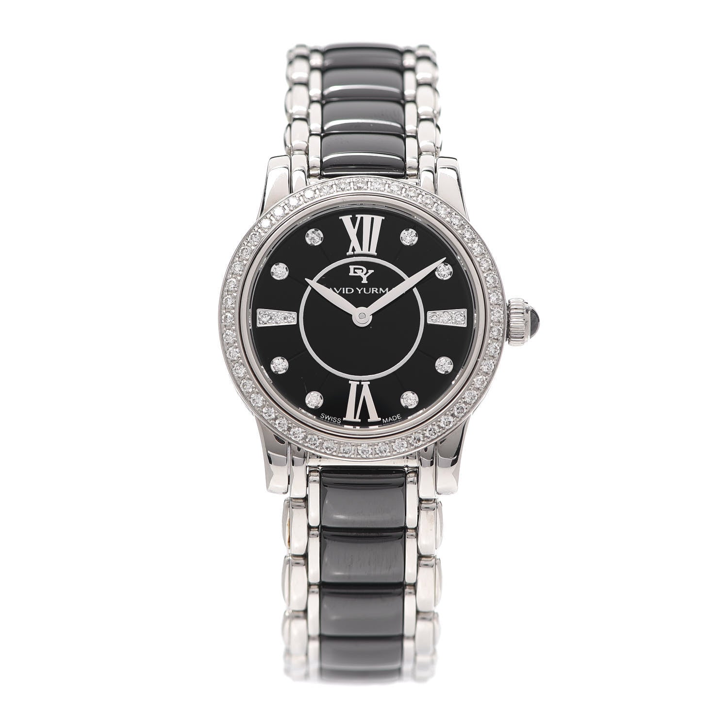 David Yurman Stainless Steel Ceramic Diamond Bezel 30mm Classic Quartz Watch Black 1 of 5