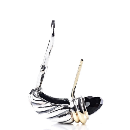 David Yurman Sterling Silver 18K Yellow Gold Black Onyx Shrimp Earrings 5 of 5