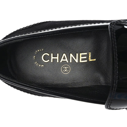 Chanel Patent Calfskin Suede Kidskin CC Loafers 40.5 Black 7 of 9