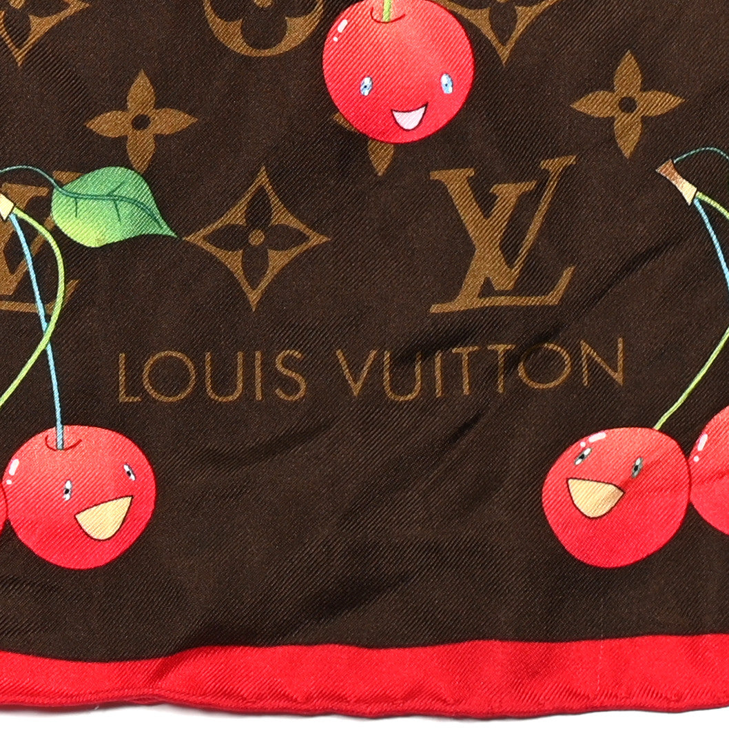 Louis Vuitton Silk Monogram Cerises Scarf 2 of 4