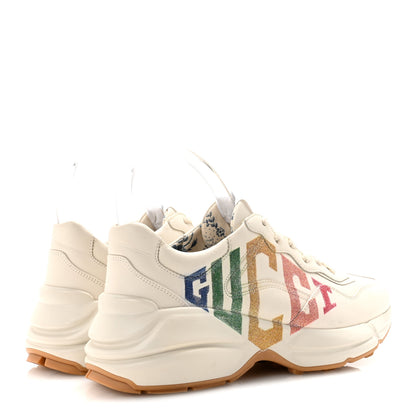 Gucci Calfskin Glitter Game Logo Womens Rhyton Sneakers 37.5 Mystic White 5 of 9