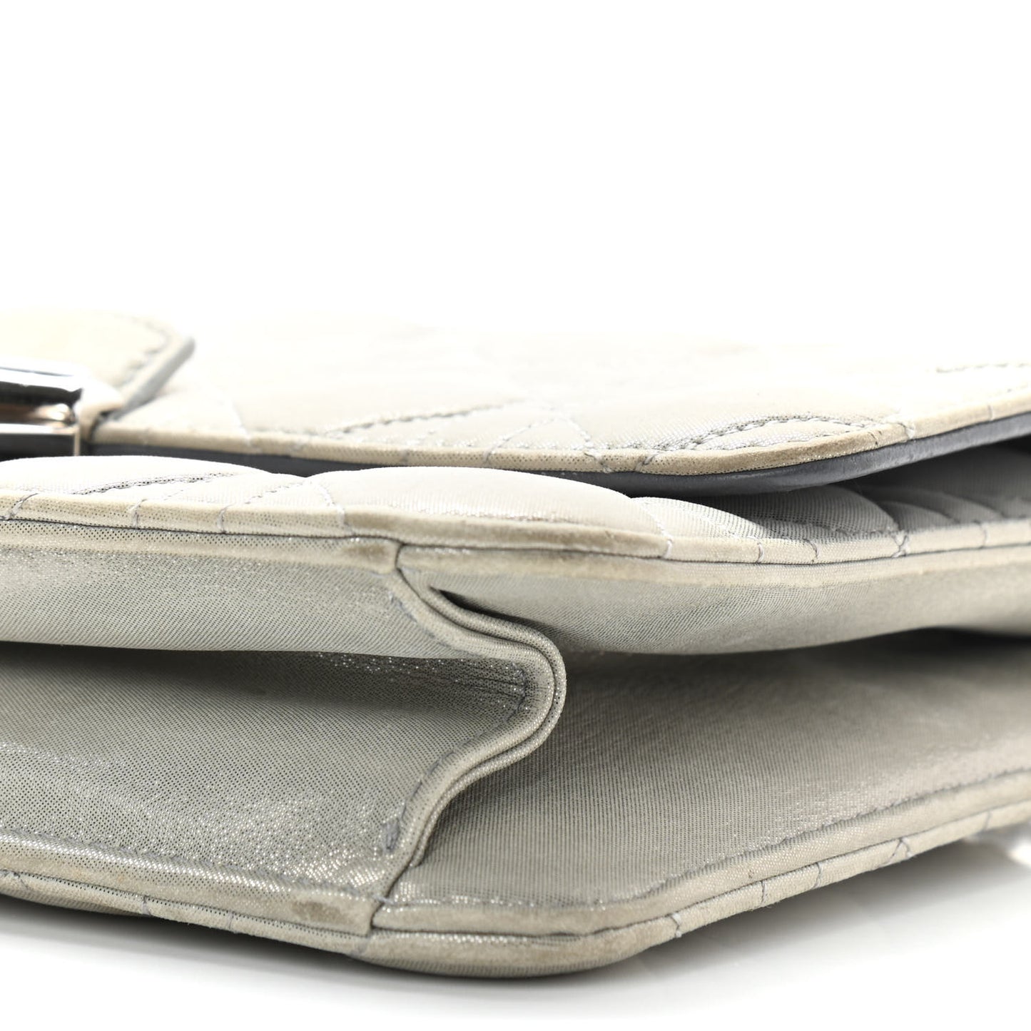 Metallic Calfskin Cannage Miss Dior Promenade Pouch Grey