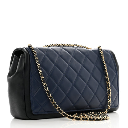 Chanel Calfskin Quilted Medium Graphic Flap Blue Black 3 of 11