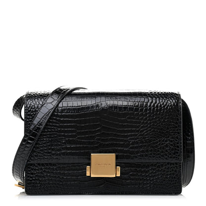 Saint Laurent Calfskin Crocodile Embossed Medium Bellechasse Satchel Black 1 of 4